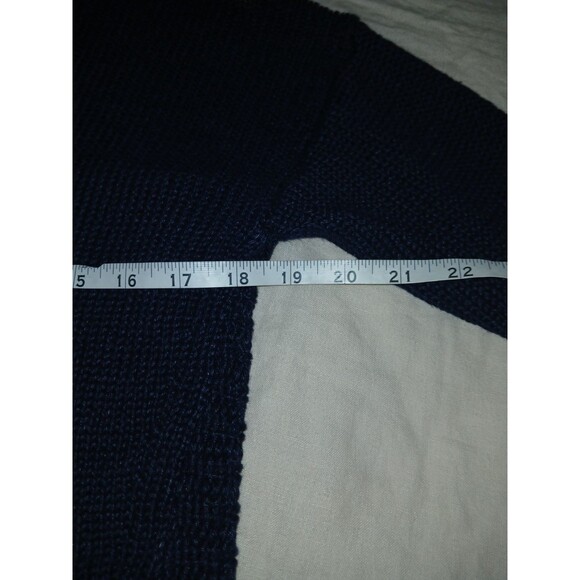 J. Crew Women's Navy Blue Knit Sweater Sz Medium Long Sleeve Hi-Low Semi-Sheer - Picture 6 of 9